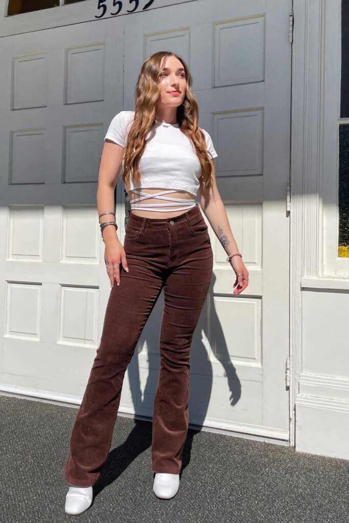 Classic Combo: White Crop Top and Flared Pants