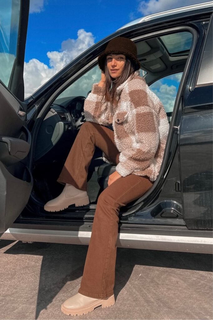 Cozy Chic: Teddy Coat and Wide-Leg Trousers