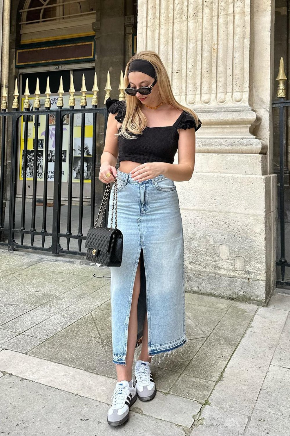 Crop Top and Denim Maxi Skirt