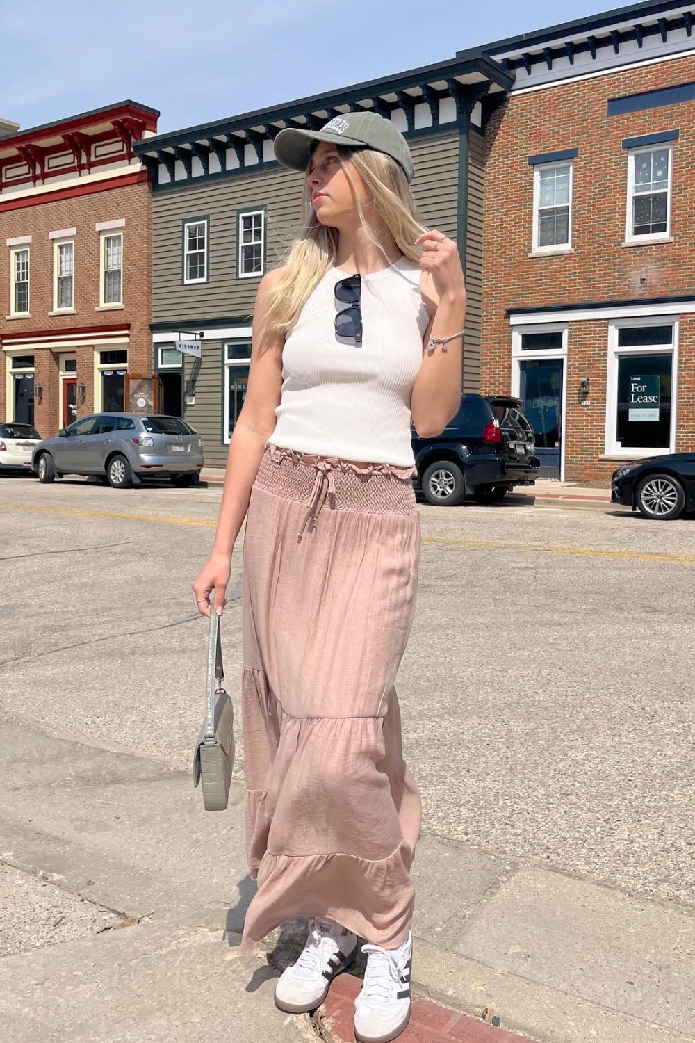 Tank Top and Blush Pink Maxi Skirt