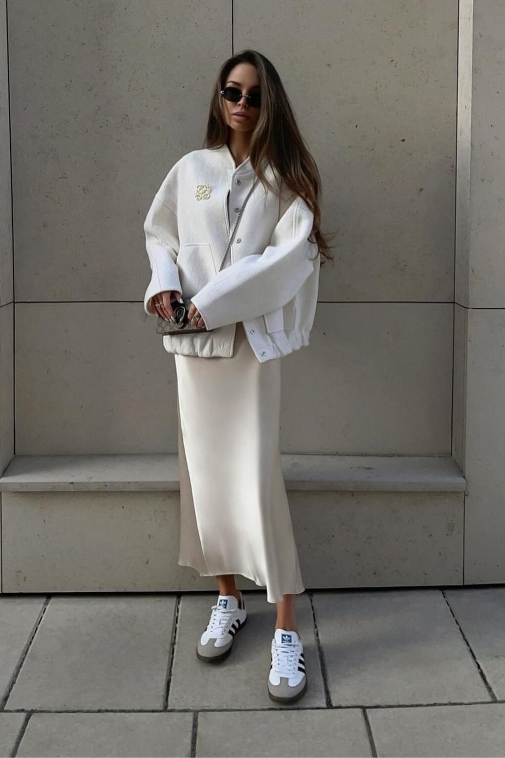 Oversized Jacket and Silk Skirt