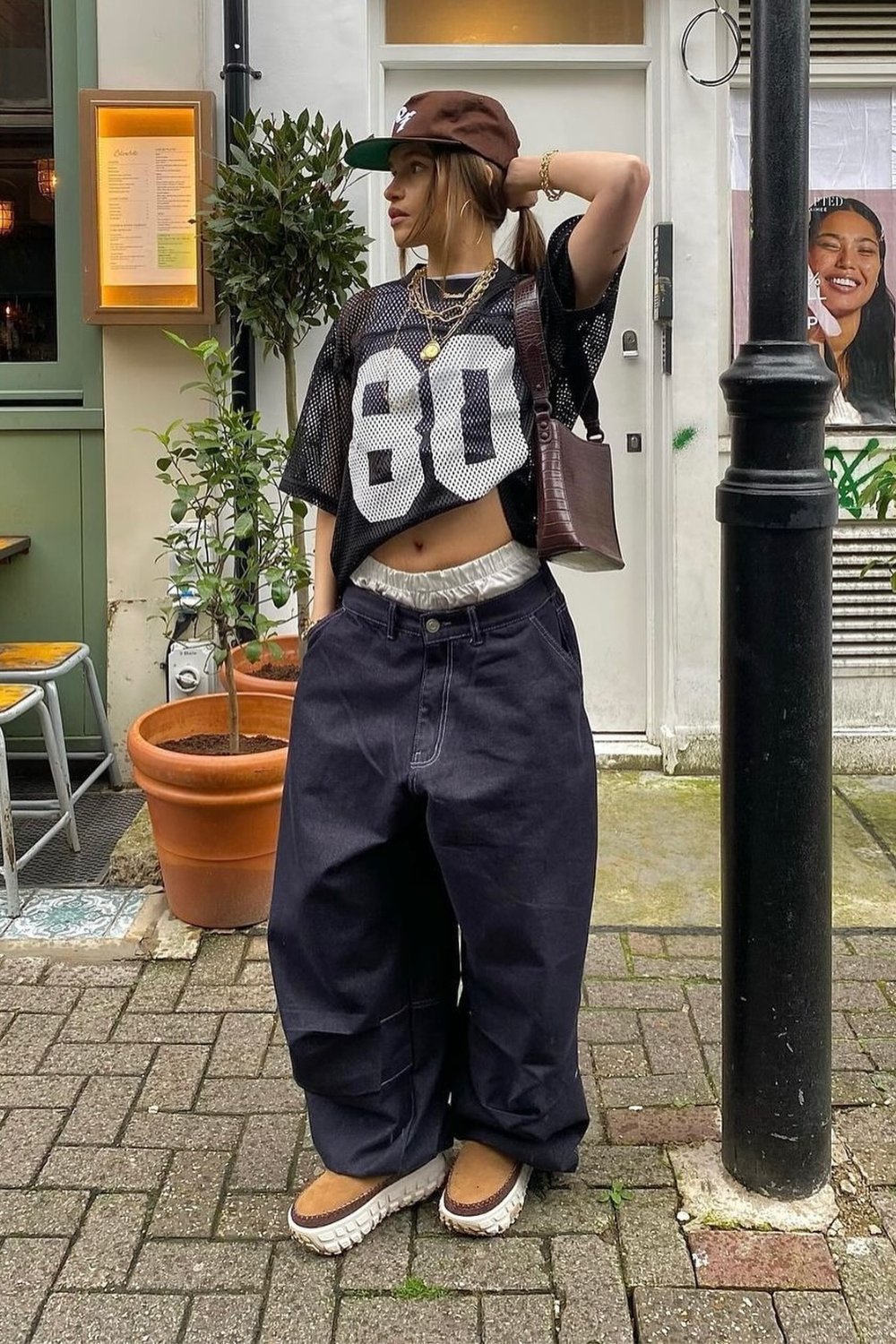 Black Mesh Crop Top and Dark Jeans