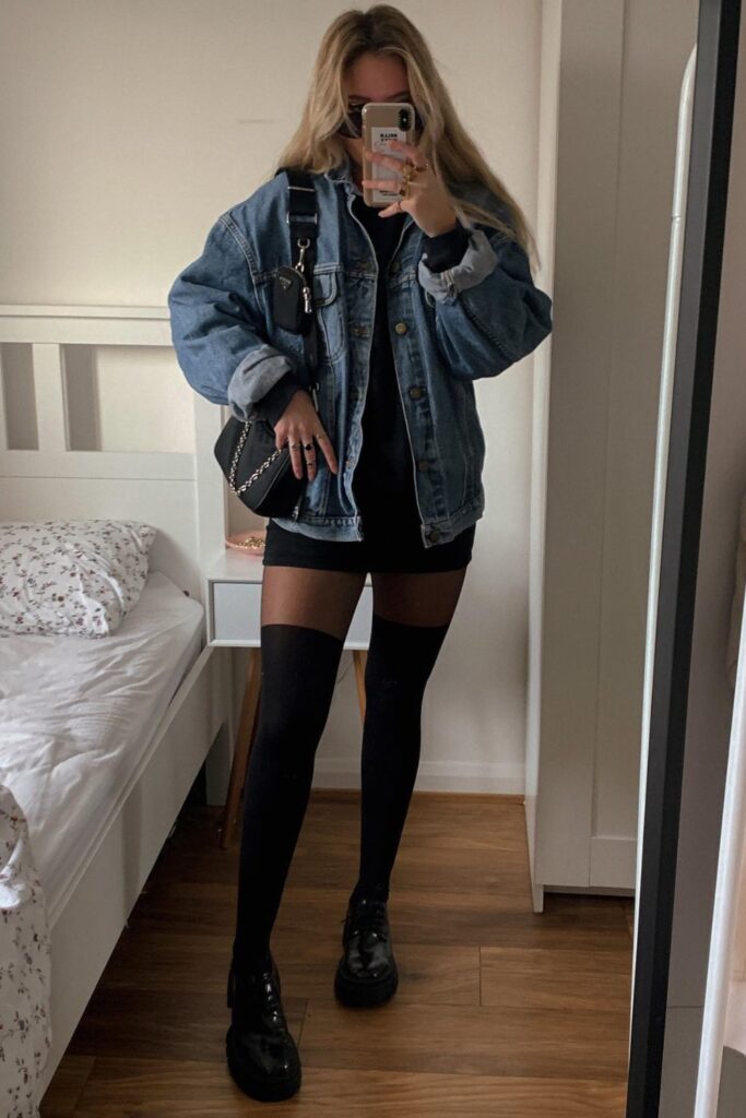 Edgy Denim and Mini Dress Combo