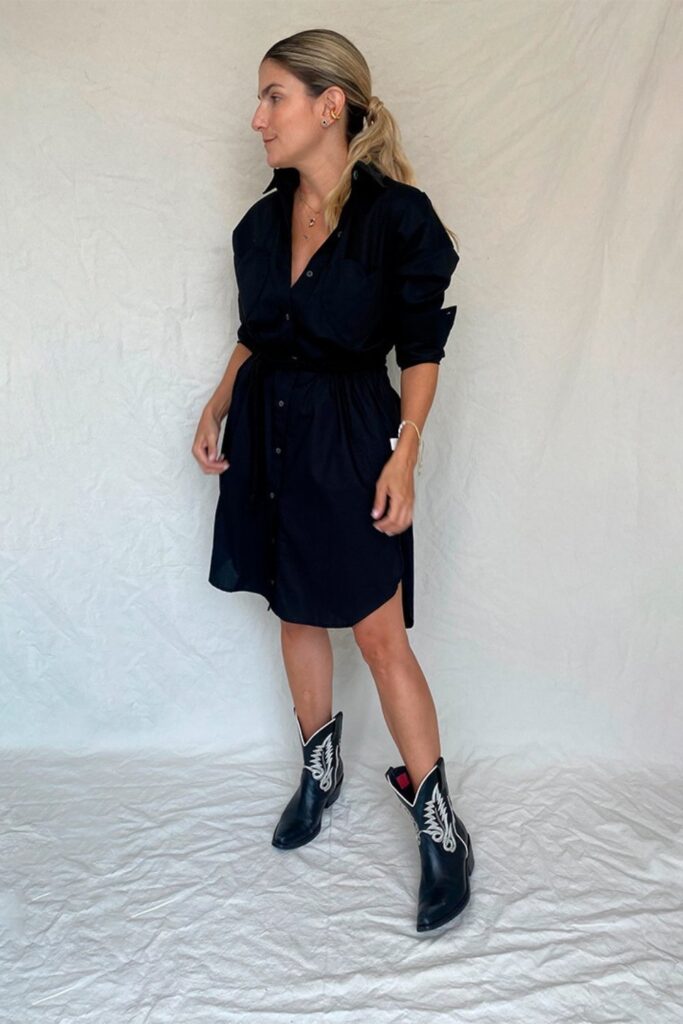 Western-Inspired black dress Look