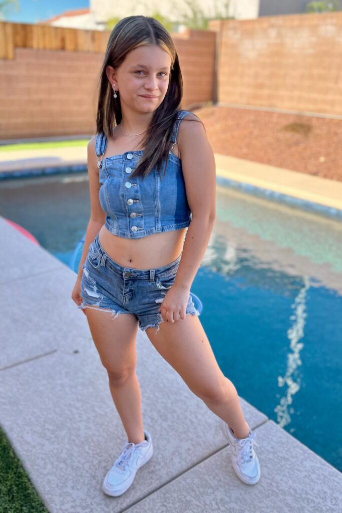 Denim Crop Top + Denim Shorts