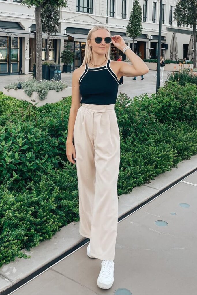 Palazzo Pants Outfit: Monochrome Magic in Cream and Black