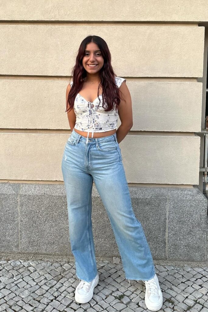 Floral Crop Top and Jeans