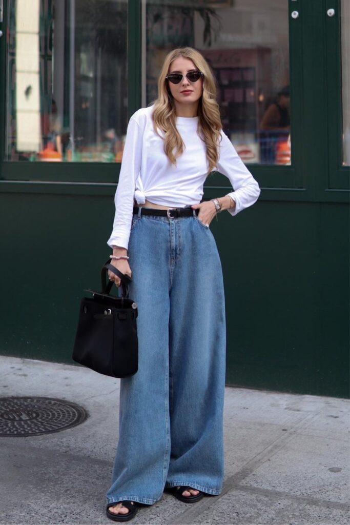 Knotted Top and High-Waisted Jeans