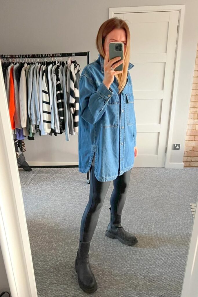 Oversized Denim Shirt with Leggings 