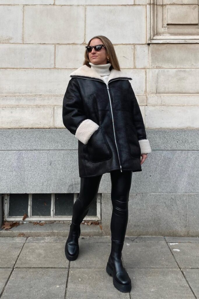 Shearling Coat and Leggings