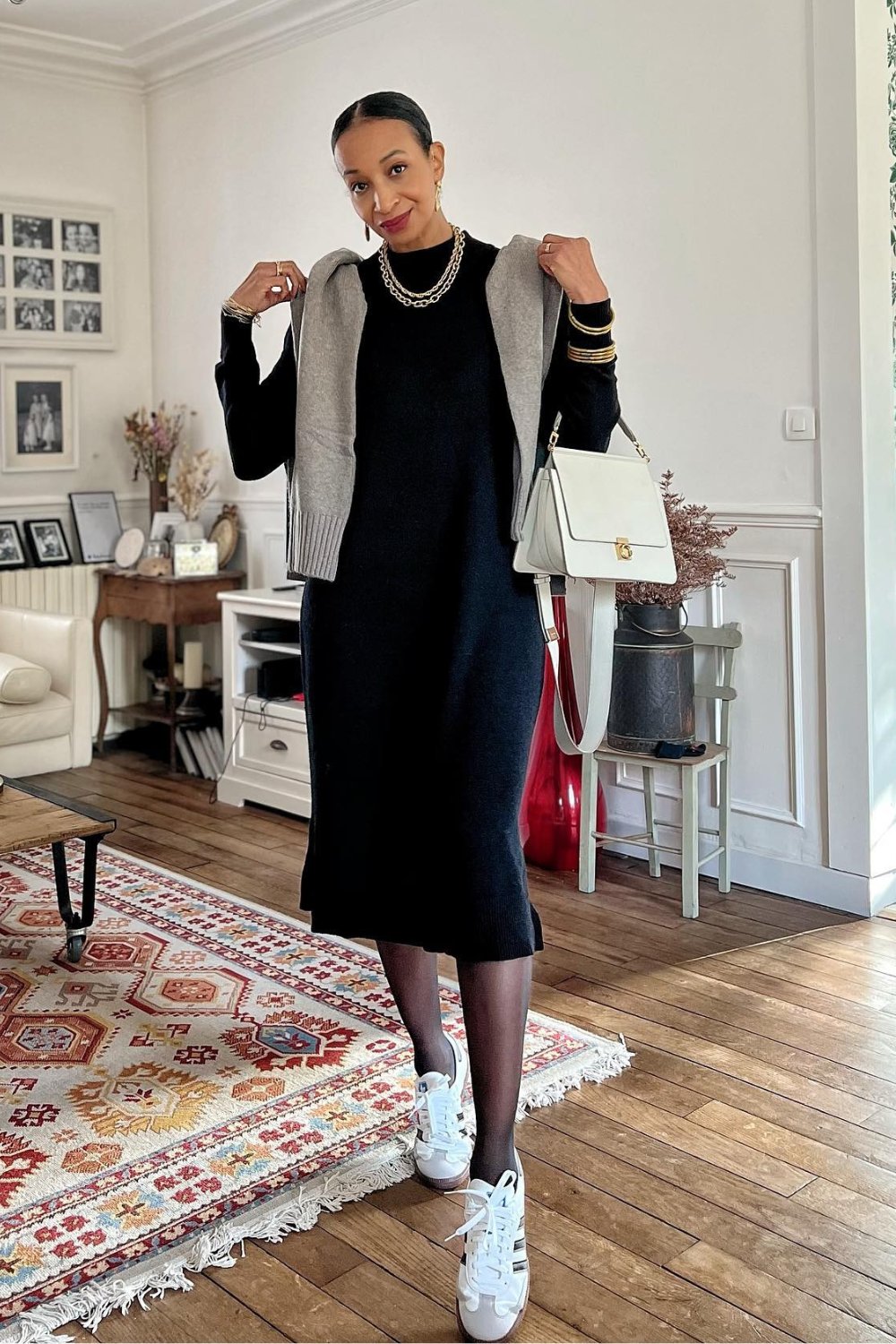 Black Midi Dress and Cardigan