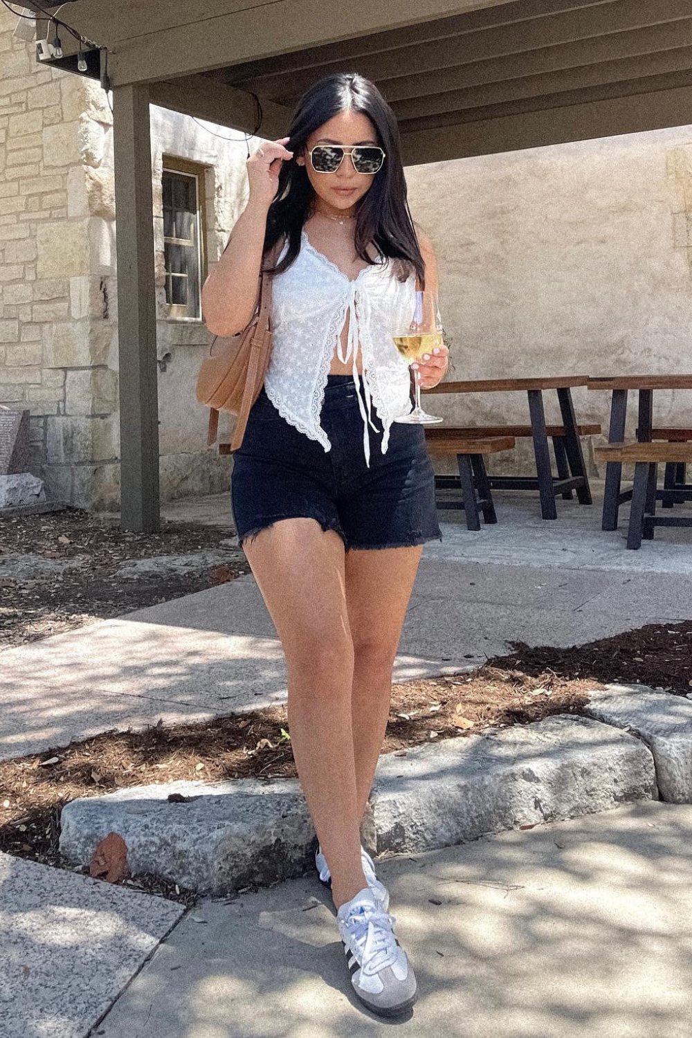 Lace Crop Top and Denim Shorts