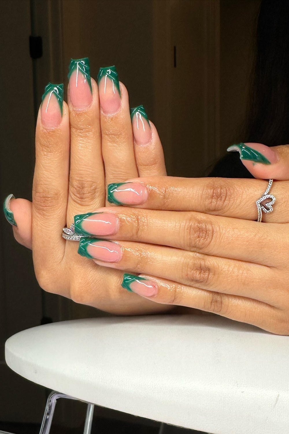 Pink Base with V-Shaped Green Tips