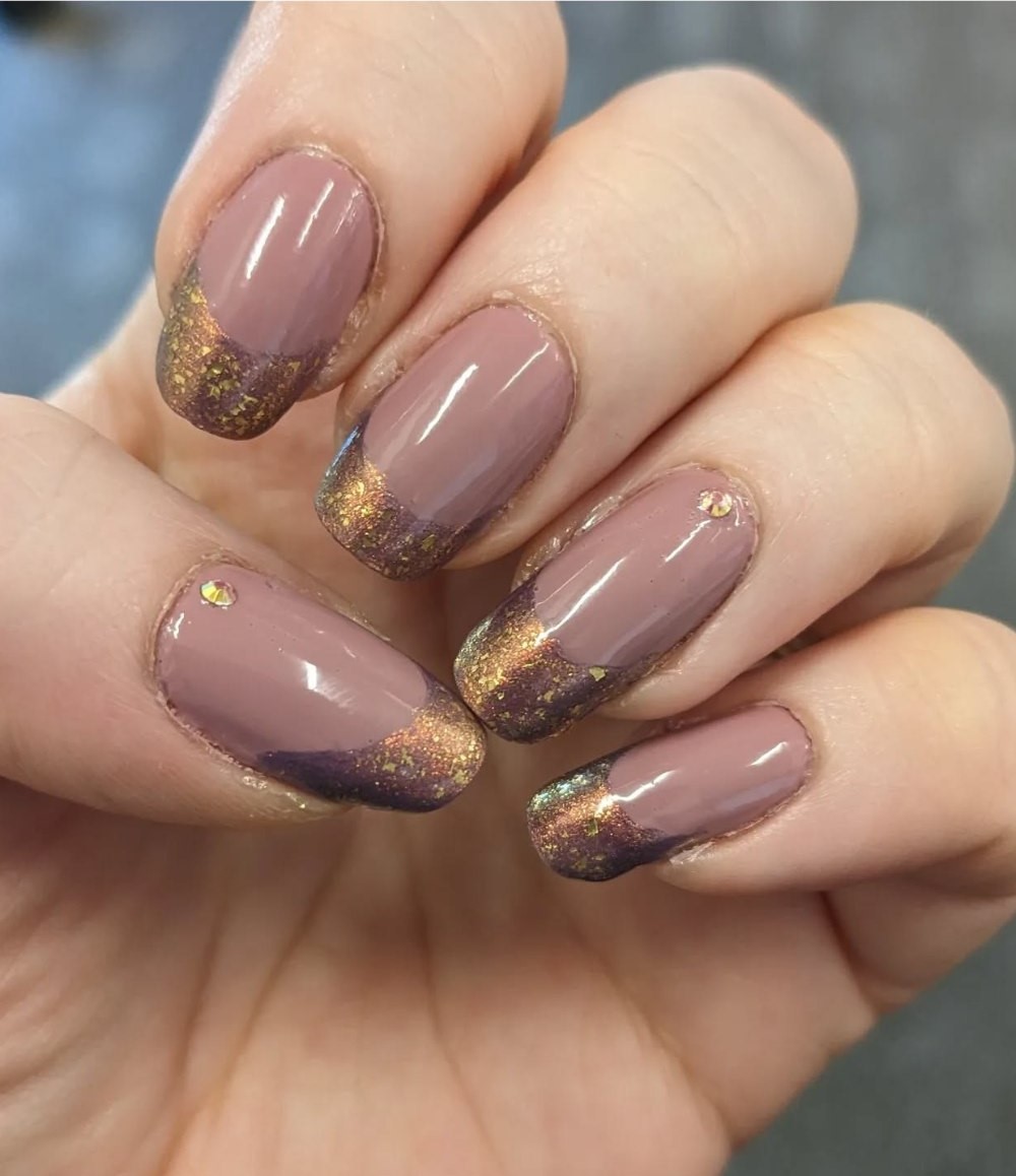 Golden Glitter French Tips
